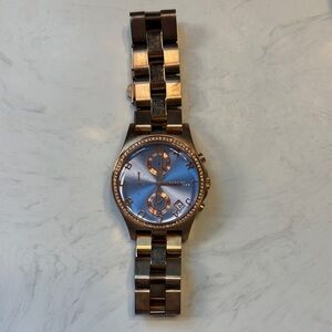 Rose Gold Marc Jacobs Watch with Blue Dial